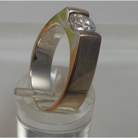 Designer BOCCO Vintage Sterling Silver Engagement Solitaire Sim Diamond Ring 8 - Picture 7 of 10